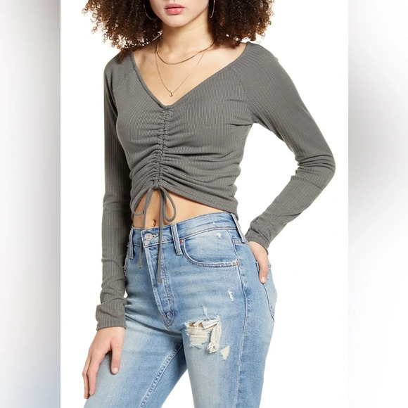 Hollister Tops - Hollister Girls Green Long Sleeve T-Shirt Baby Tee Size XXS